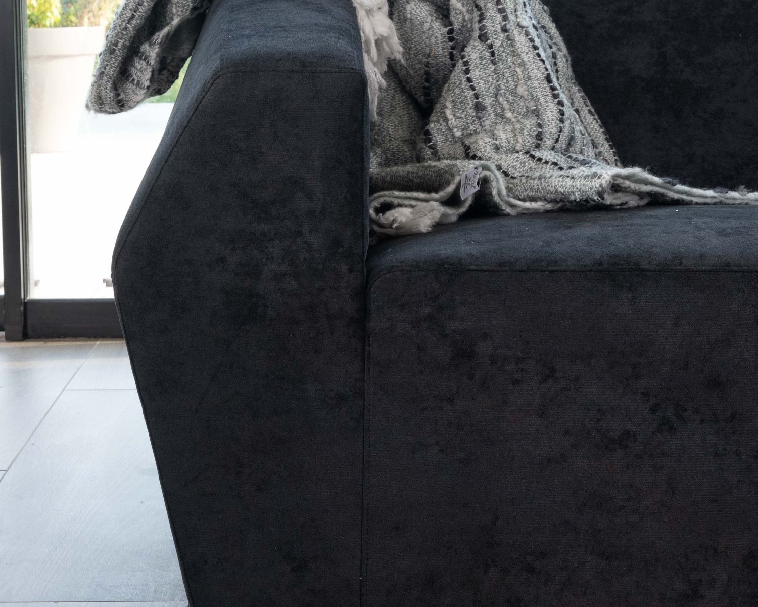 Divano modulare di design a 2/3 posti "Skult" in velluto antracite