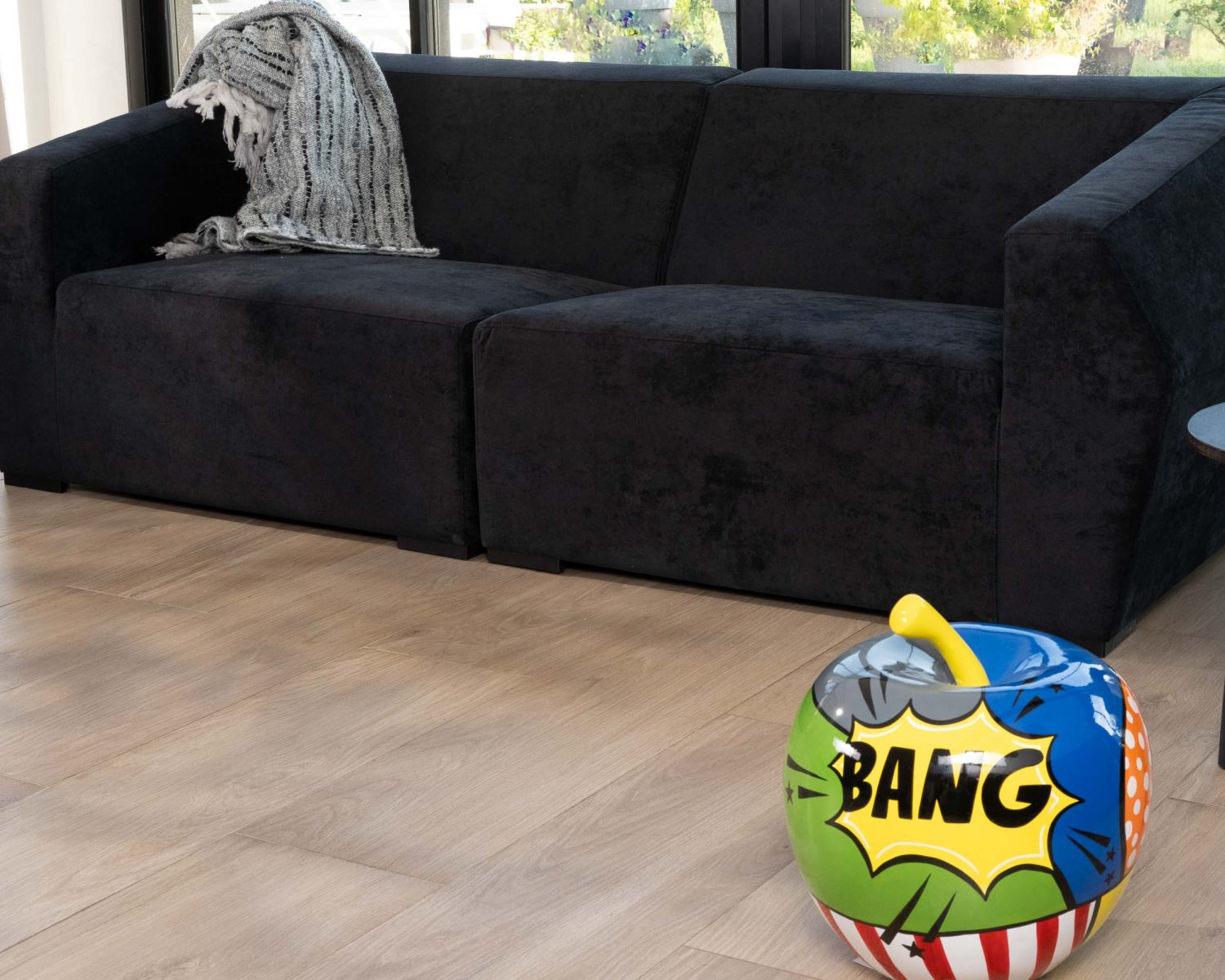 Divano modulare di design a 2/3 posti "Skult" in velluto antracite