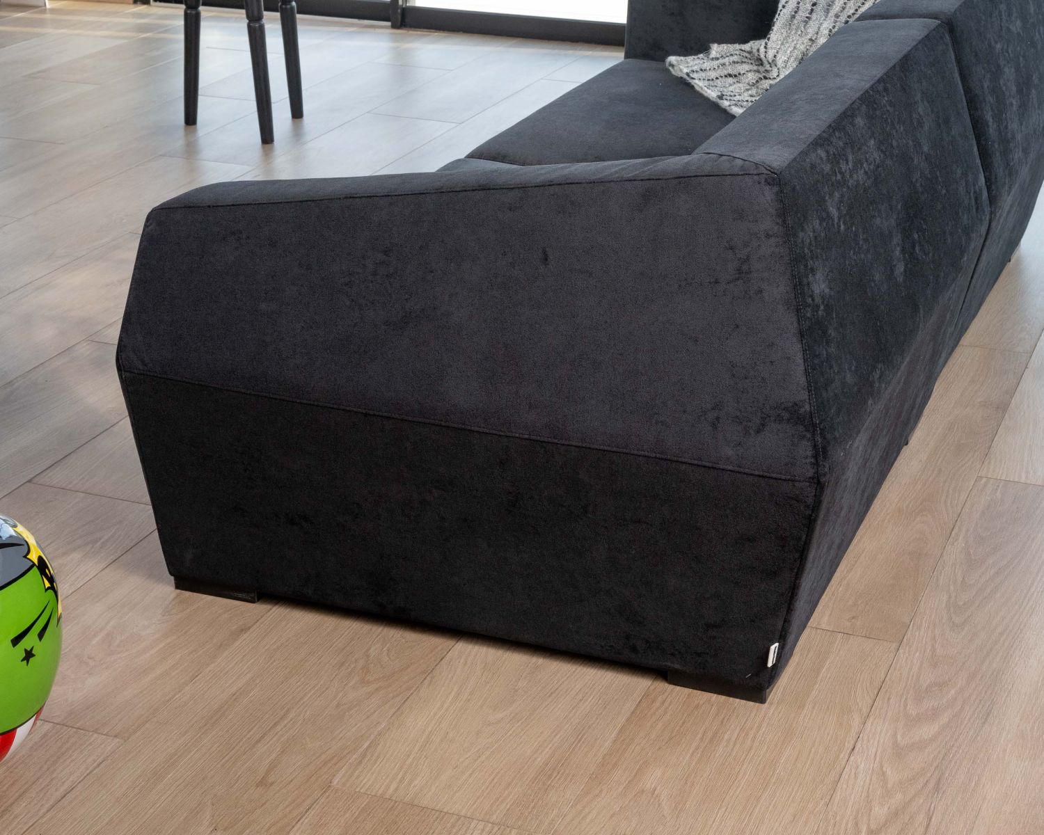 Divano modulare di design a 2/3 posti "Skult" in velluto antracite