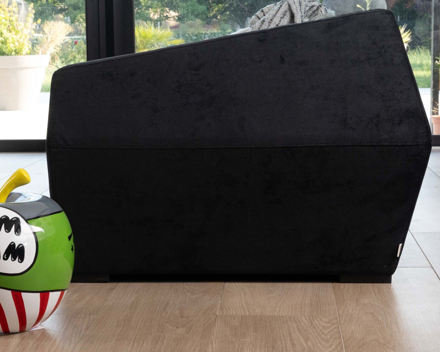 Divano modulare di design a 2/3 posti "Skult" in velluto antracite