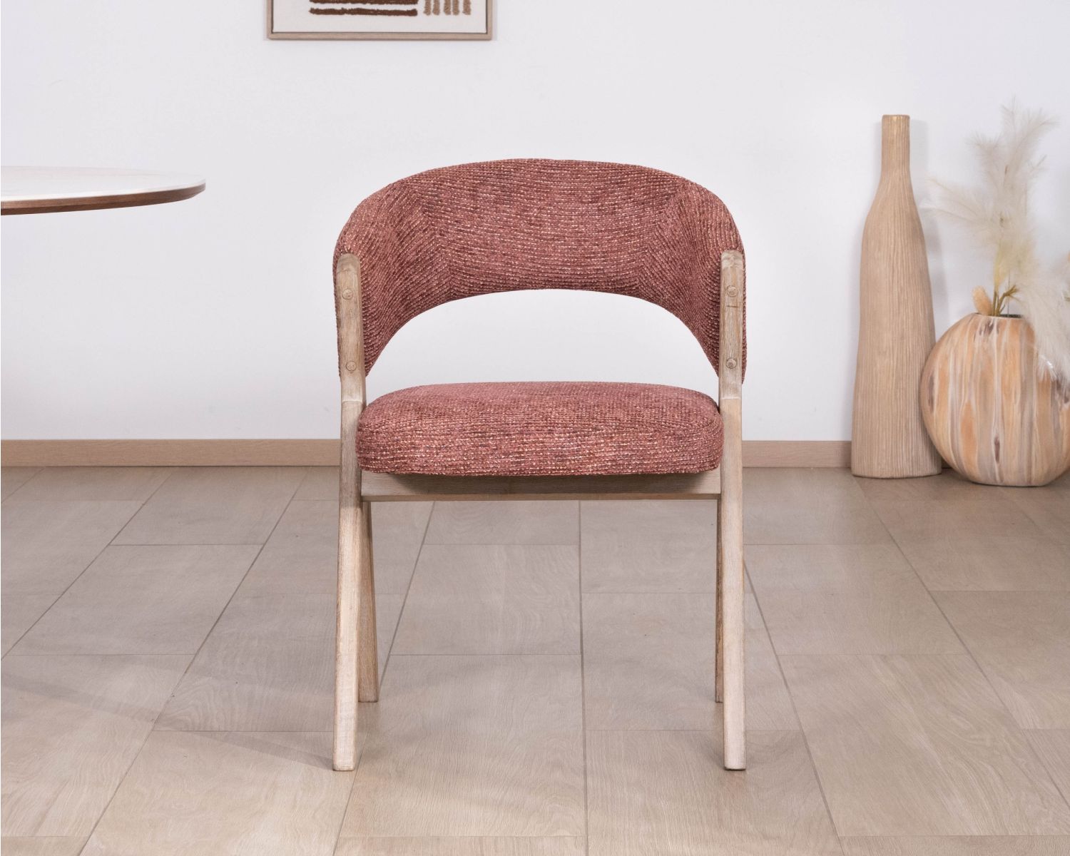 Set di 2 sedie da pranzo color terra di Siena "Kyara" in stile retrò-contemporaneo