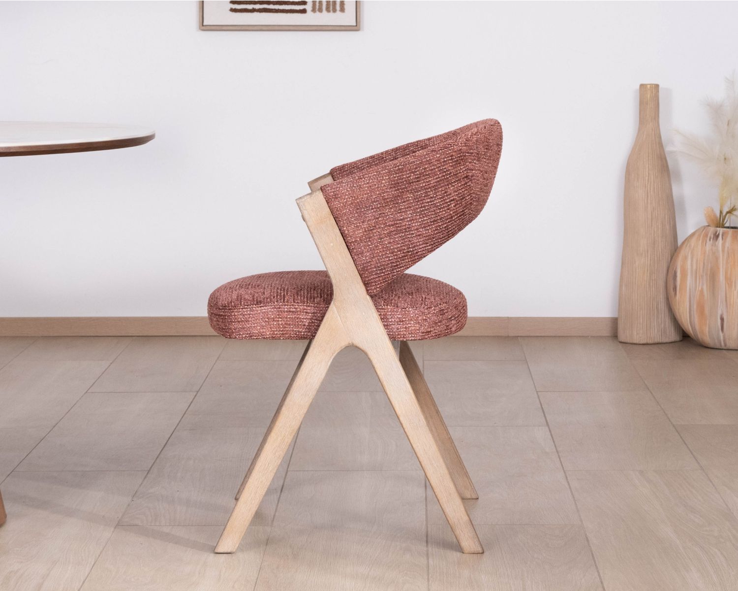 Set di 2 sedie da pranzo color terra di Siena "Kyara" in stile retrò-contemporaneo