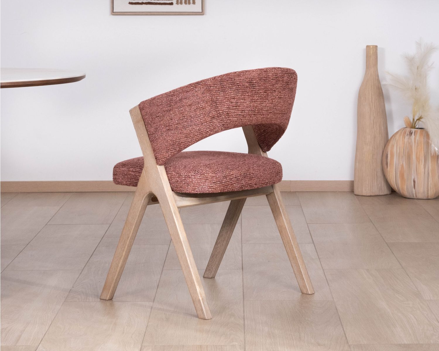 Set di 2 sedie da pranzo color terra di Siena "Kyara" in stile retrò-contemporaneo