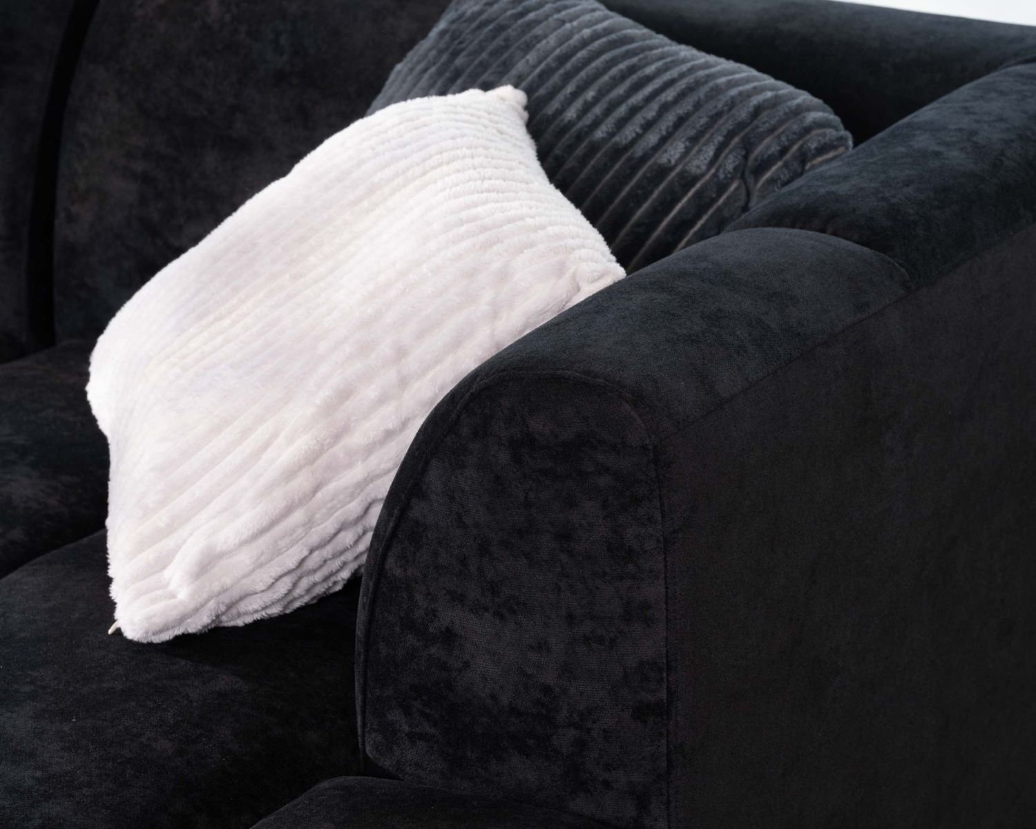 Divano a 3 posti con meridiano "Enjoy Home" in velluto liscio antracite