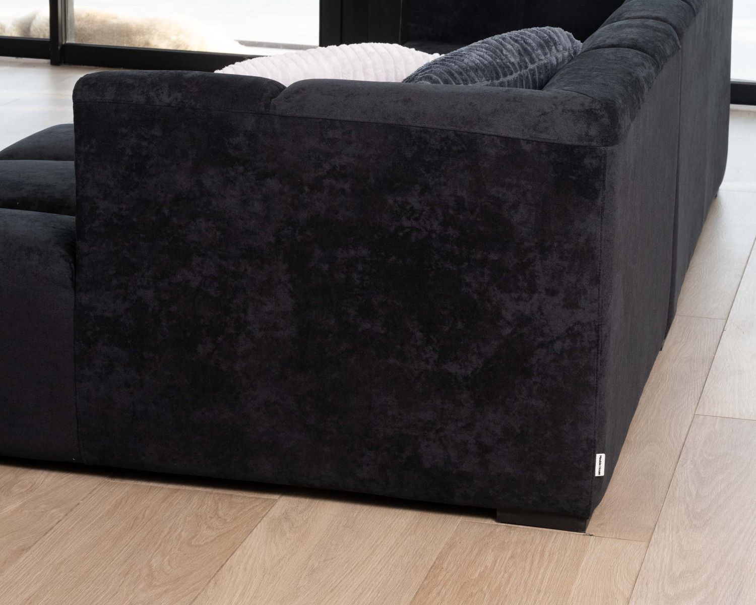 Divano a 3 posti con meridiano "Enjoy Home" in velluto liscio antracite