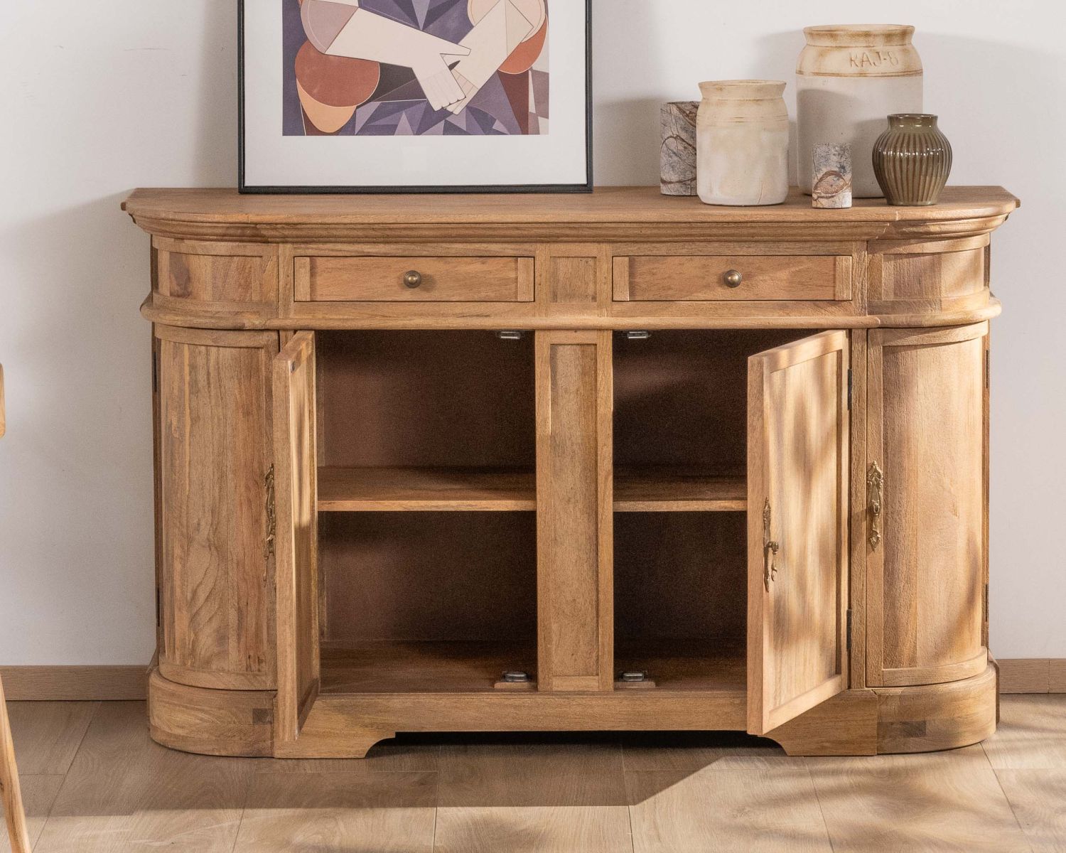 Credenza "Eglantine" in mango massiccio con bordi arrotondati 150 cm