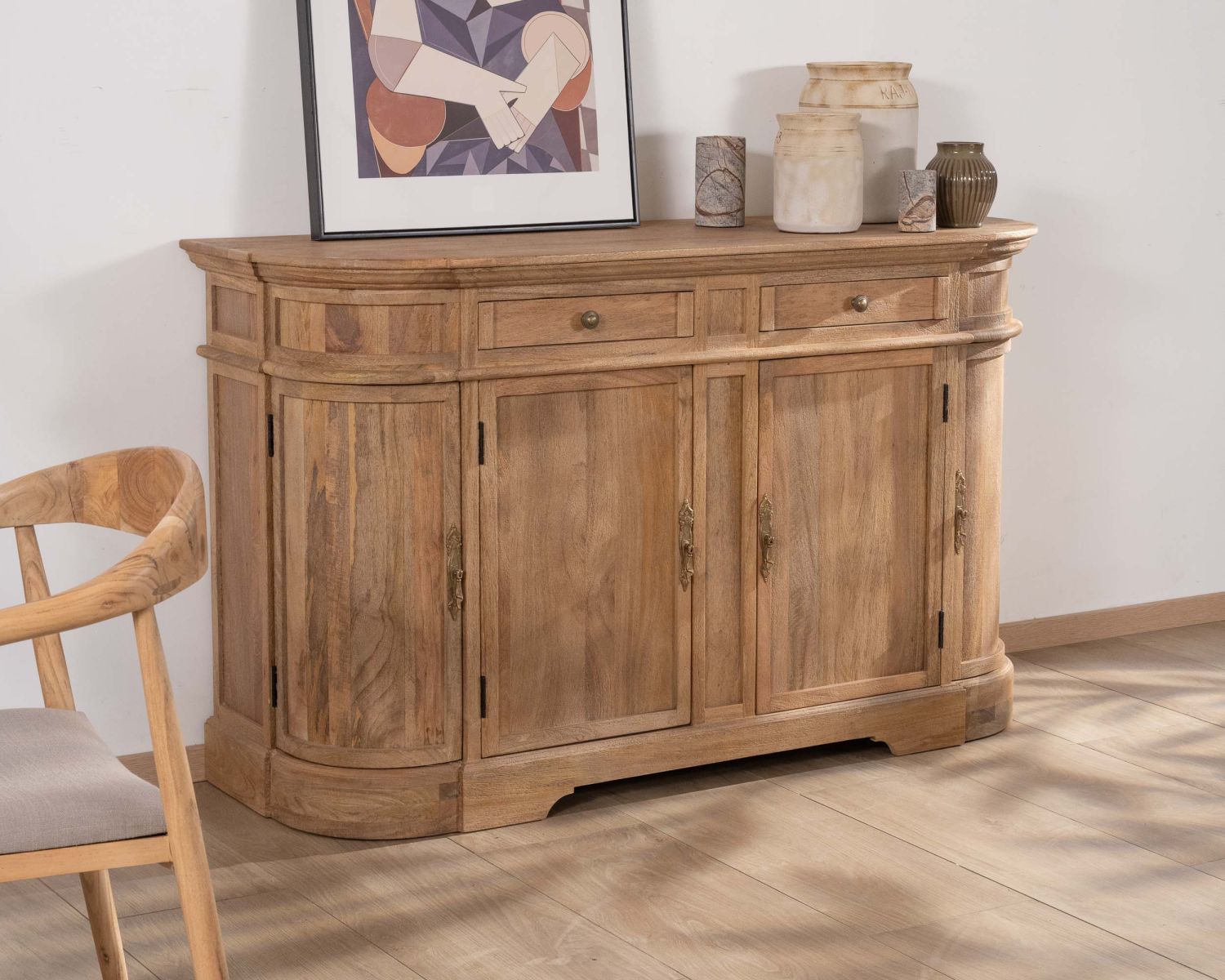 Credenza "Eglantine" in mango massiccio con bordi arrotondati 150 cm