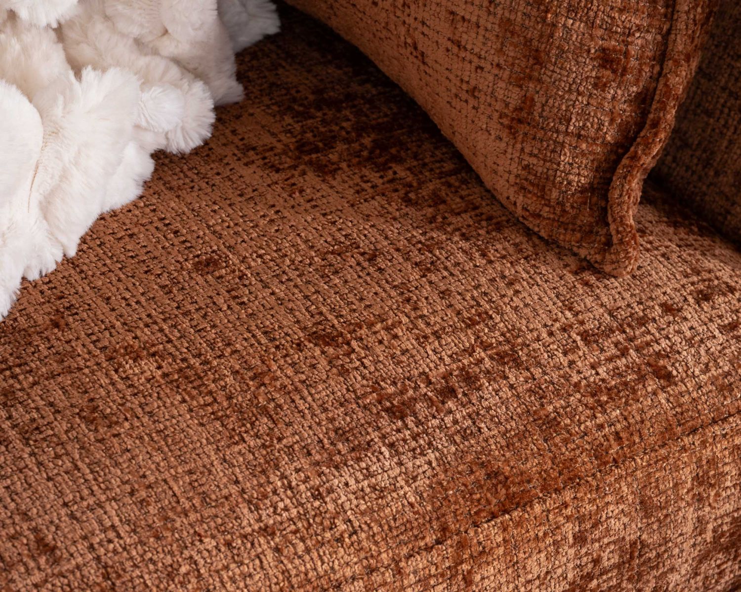 Divano a 3 posti ultraconfortevole in stile retrò in tessuto a trama terracotta "Hasting"