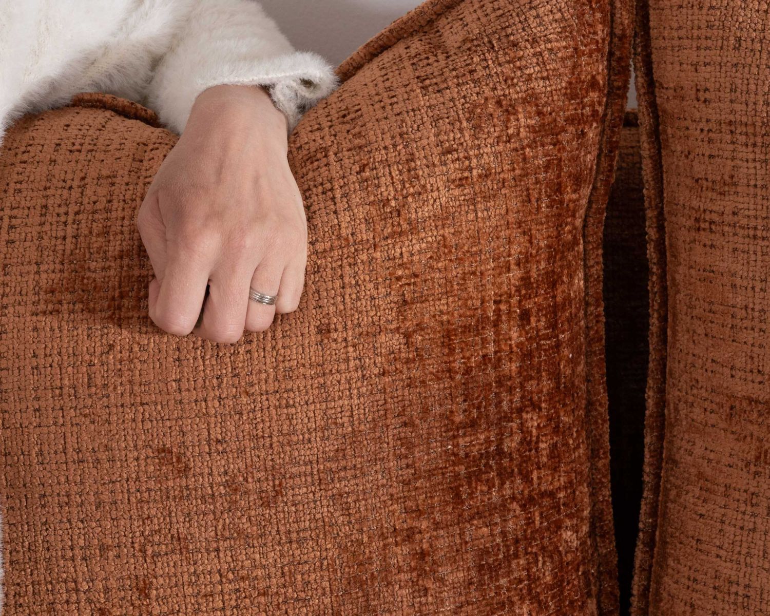 Divano a 3 posti ultraconfortevole in stile retrò in tessuto a trama terracotta "Hasting"