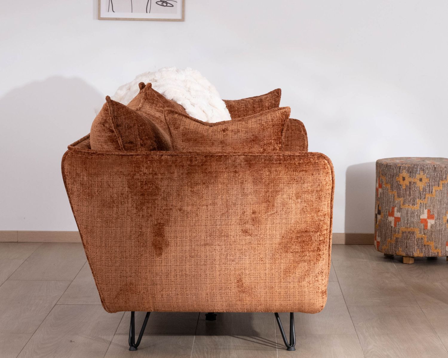 Divano a 3 posti ultraconfortevole in stile retrò in tessuto a trama terracotta "Hasting"