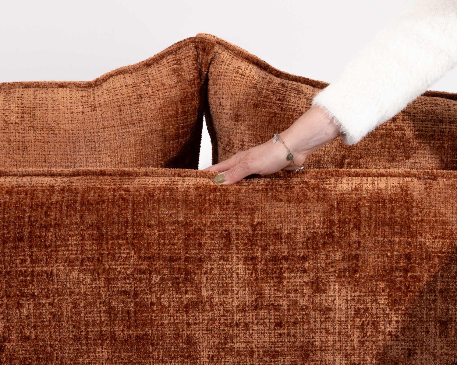 Divano a 3 posti ultraconfortevole in stile retrò in tessuto a trama terracotta "Hasting"