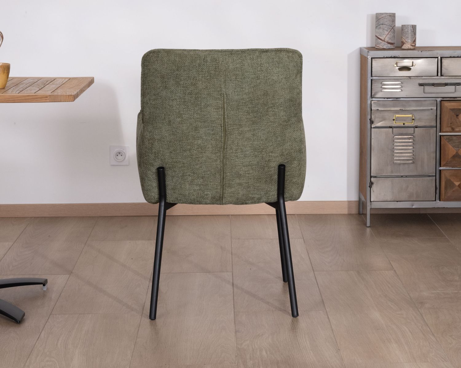 Set di 2 sedie da pranzo "Lokka" in stile retrò, bi-materiale verde