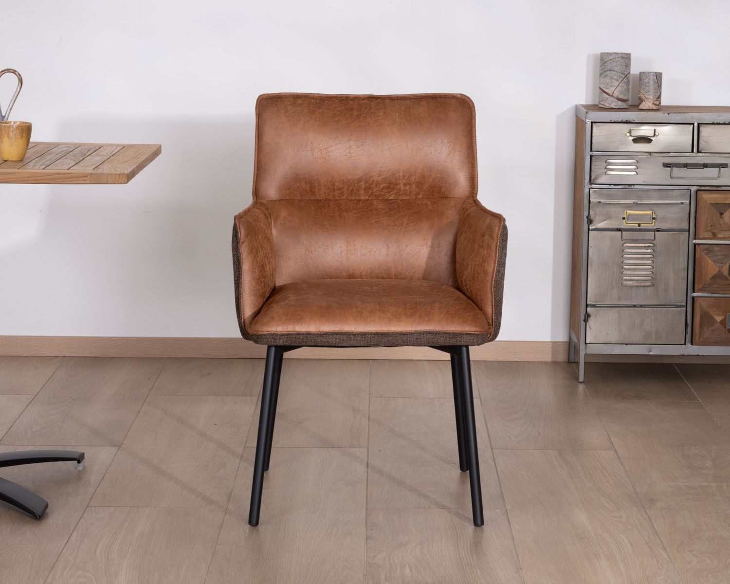 Set di 2 sedie da pranzo "Lokka" in bi-materiale cognac e marrone