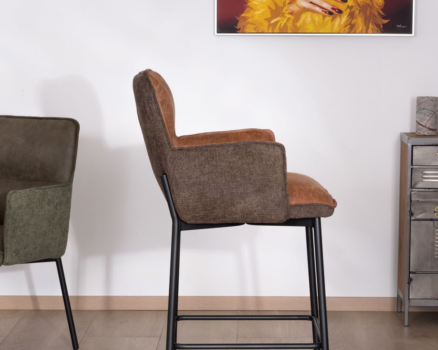 Set di 2 sedie da bar in stile retrò in bi-materiale "Lokka" color cognac e marrone