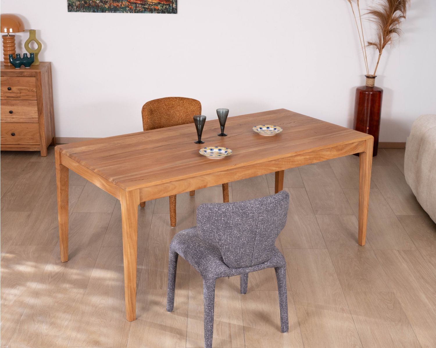 Tavolo da pranzo in legno riciclato dal design essenziale, 180 cm, "Mokal"