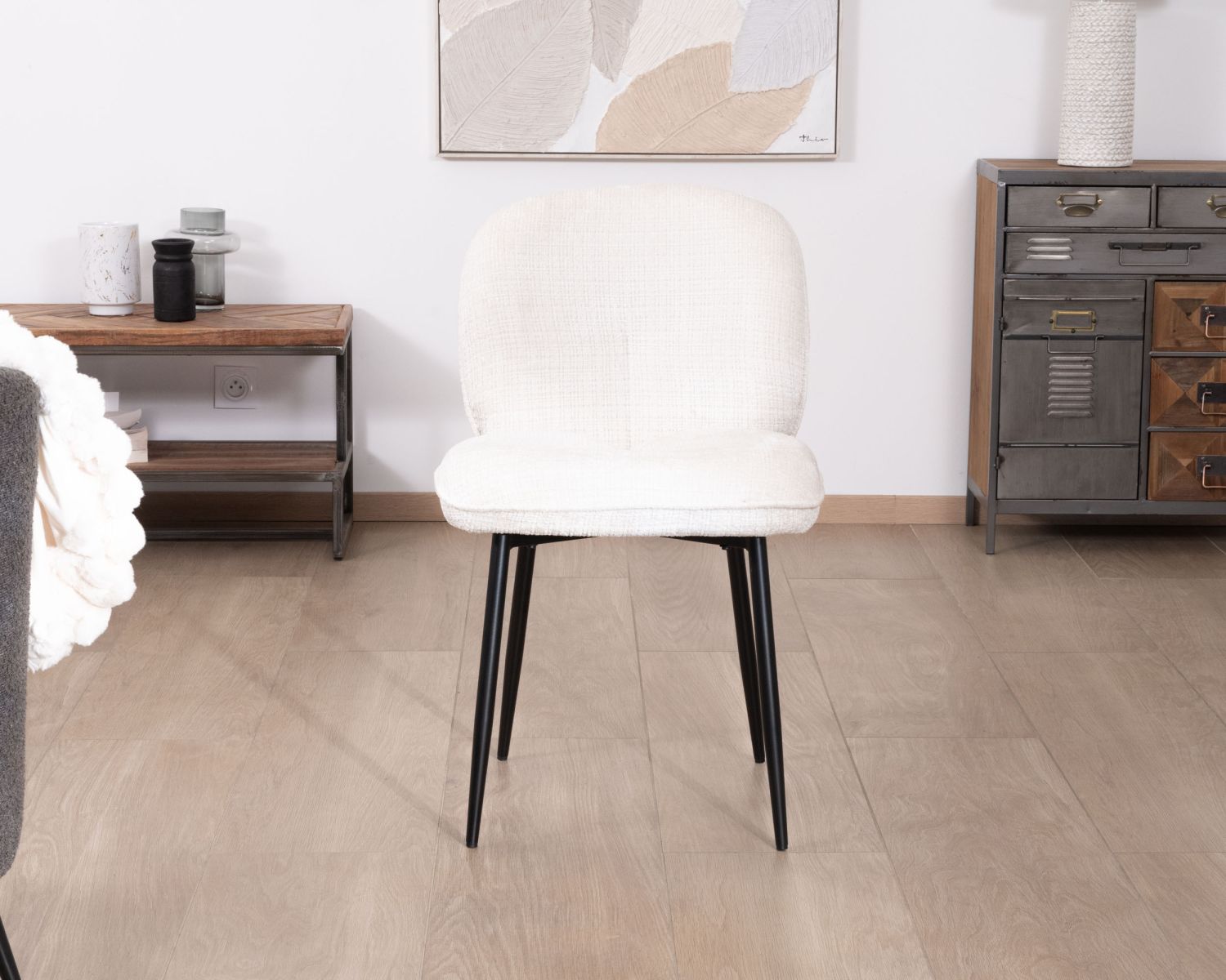 Set di 2 sedie da pranzo comfort in stile scandinavo "Kinsac" in tessuto bouclette bianco