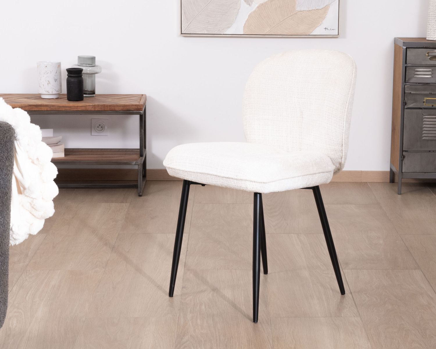 Set di 2 sedie da pranzo comfort in stile scandinavo "Kinsac" in tessuto bouclette bianco