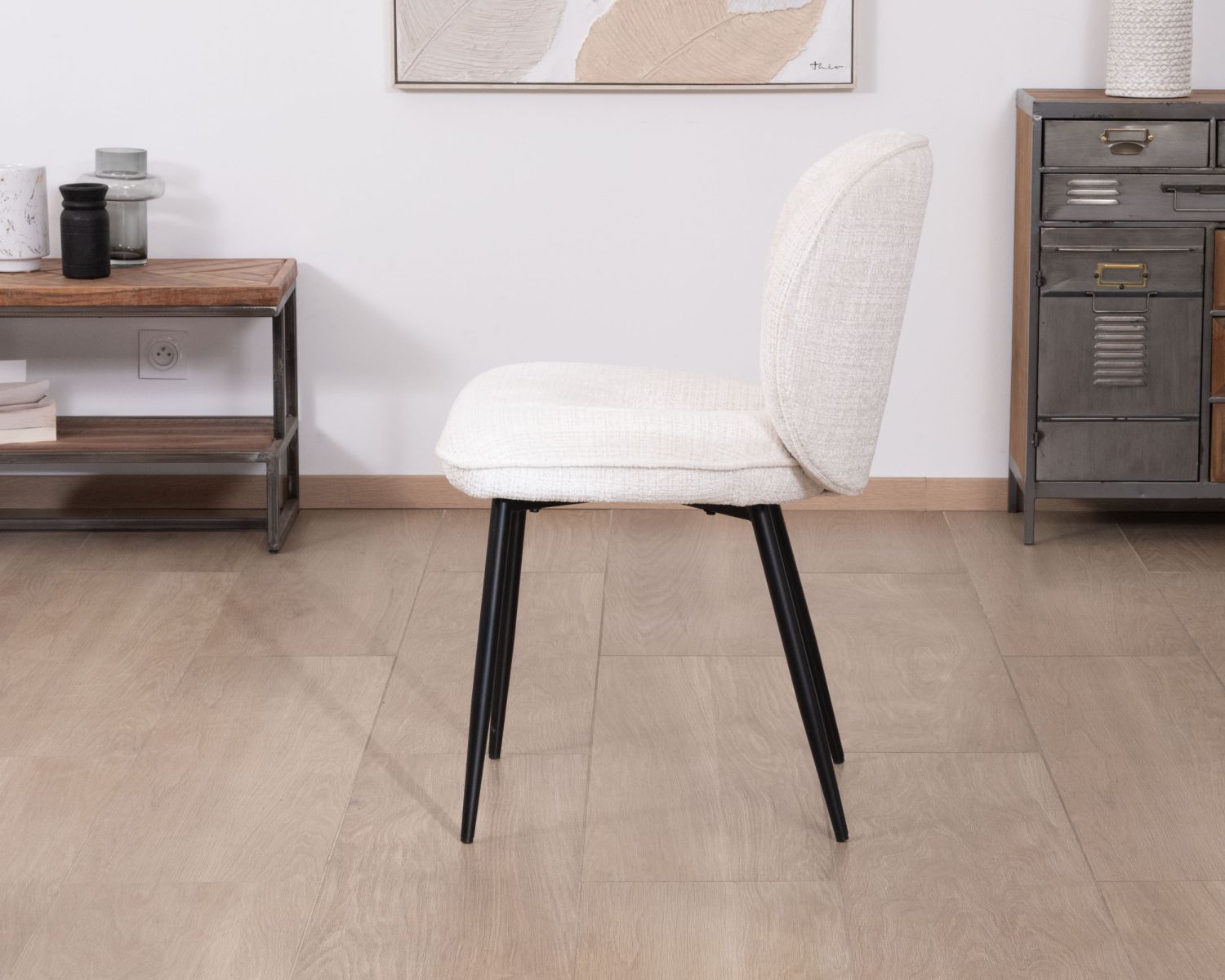 Set di 2 sedie da pranzo comfort in stile scandinavo "Kinsac" in tessuto bouclette bianco