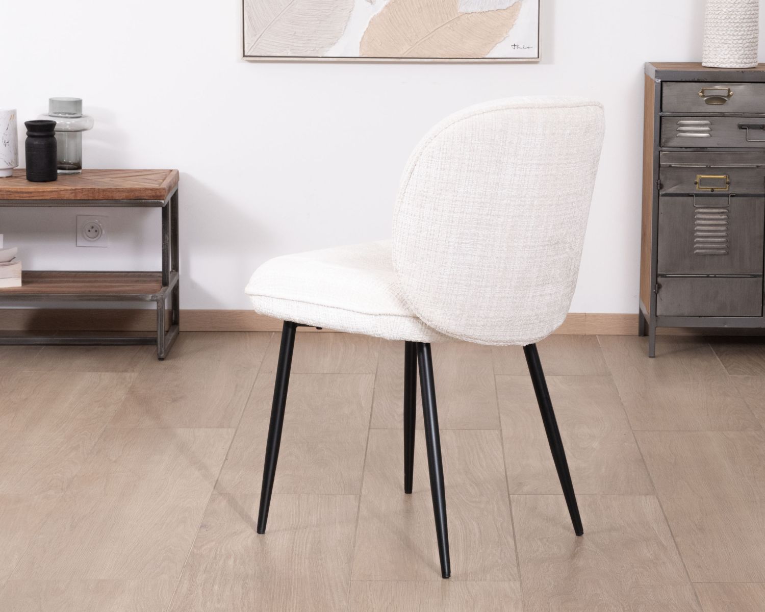 Set di 2 sedie da pranzo comfort in stile scandinavo "Kinsac" in tessuto bouclette bianco