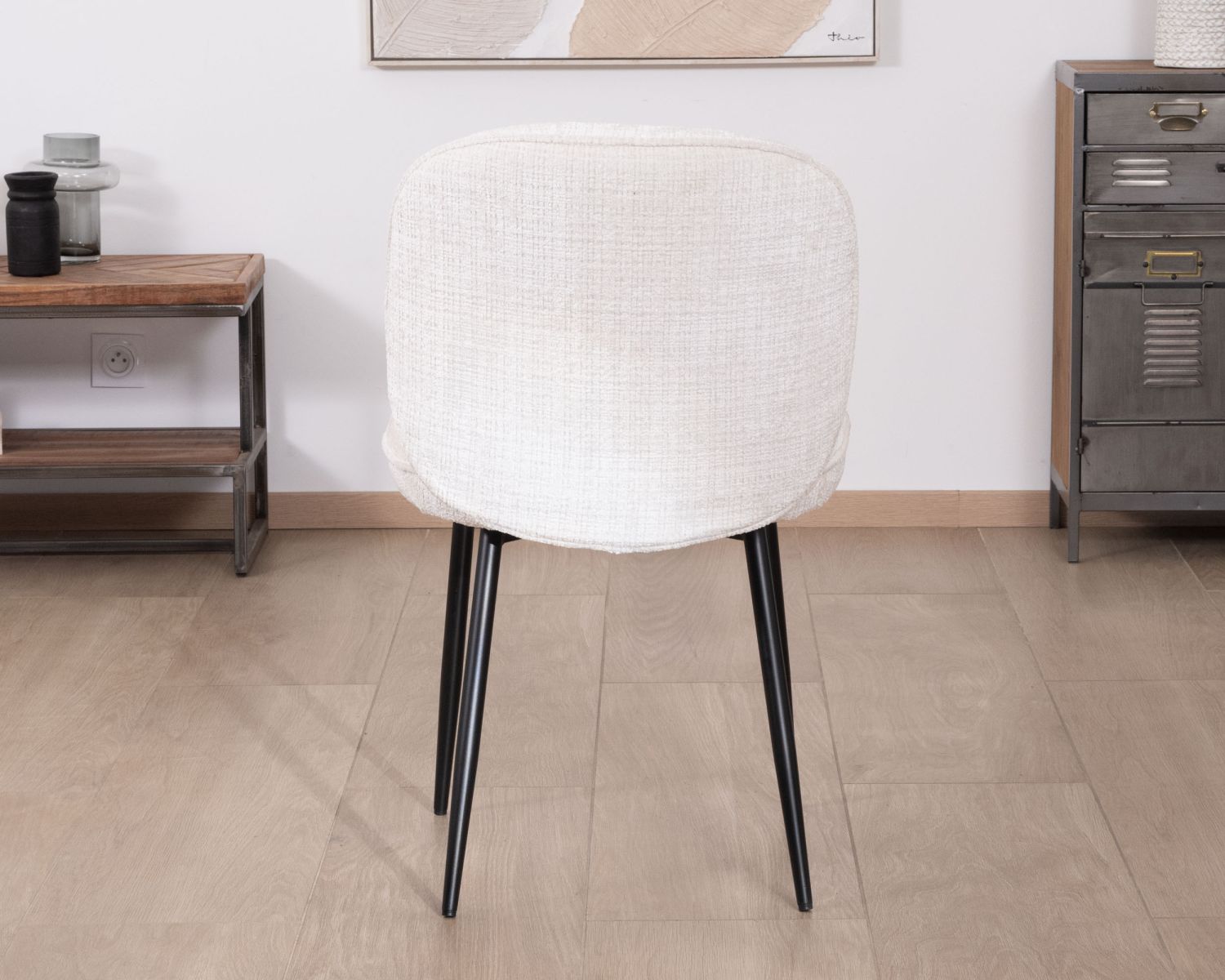 Set di 2 sedie da pranzo comfort in stile scandinavo "Kinsac" in tessuto bouclette bianco