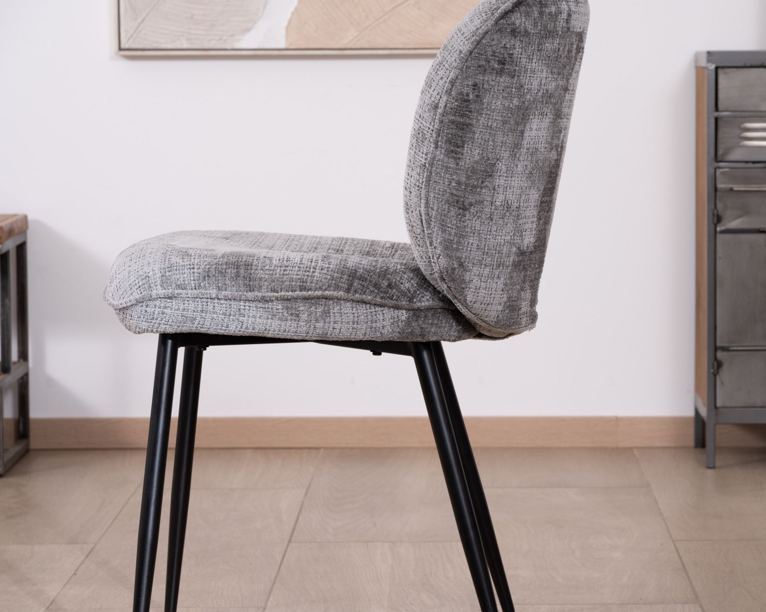 Set di 2 sedie da pranzo contemporanee "Kinsac" in morbidissimo tessuto bouclette grigio