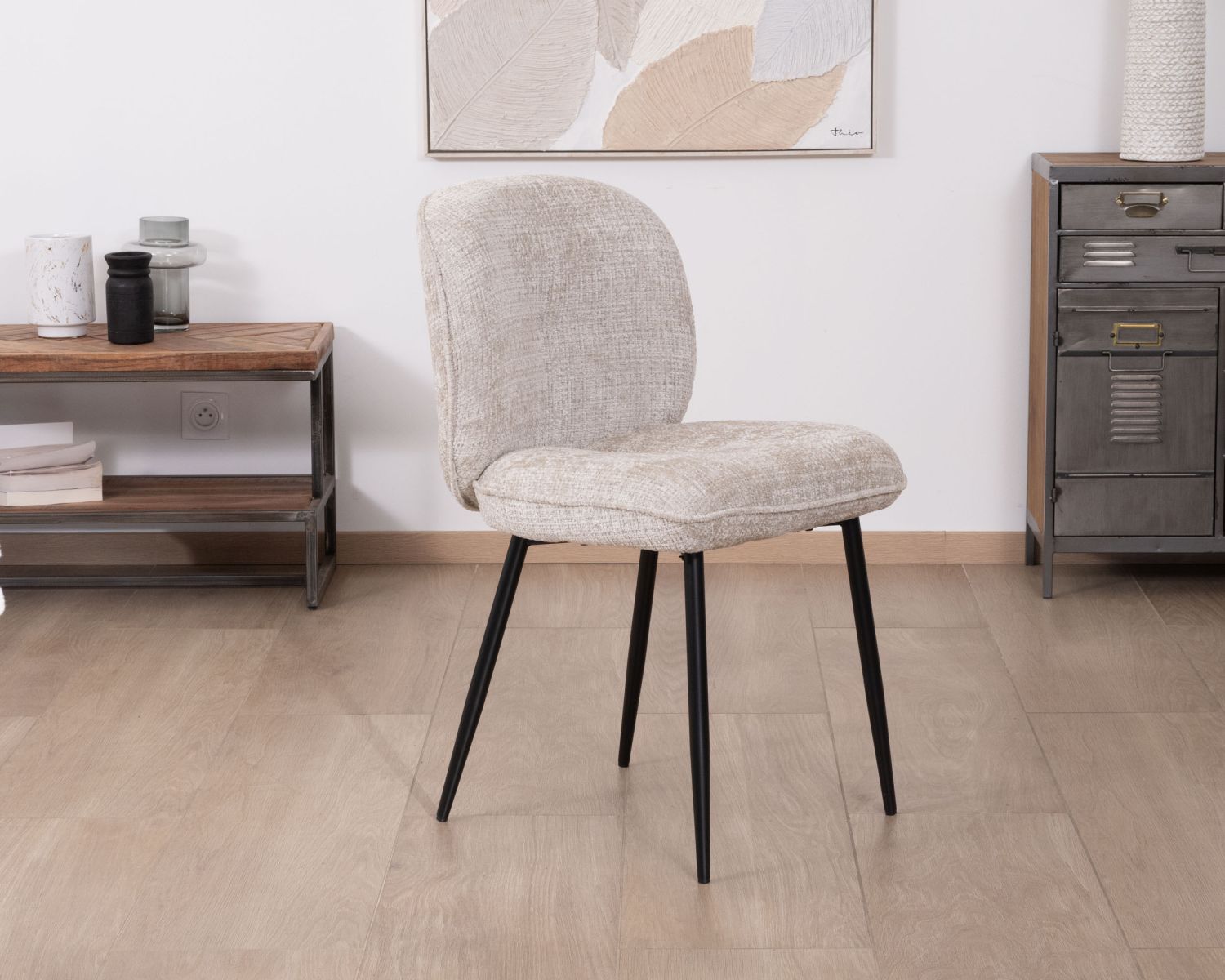 Set di 2 sedie da pranzo bouclette "Kinsac" grigio beige