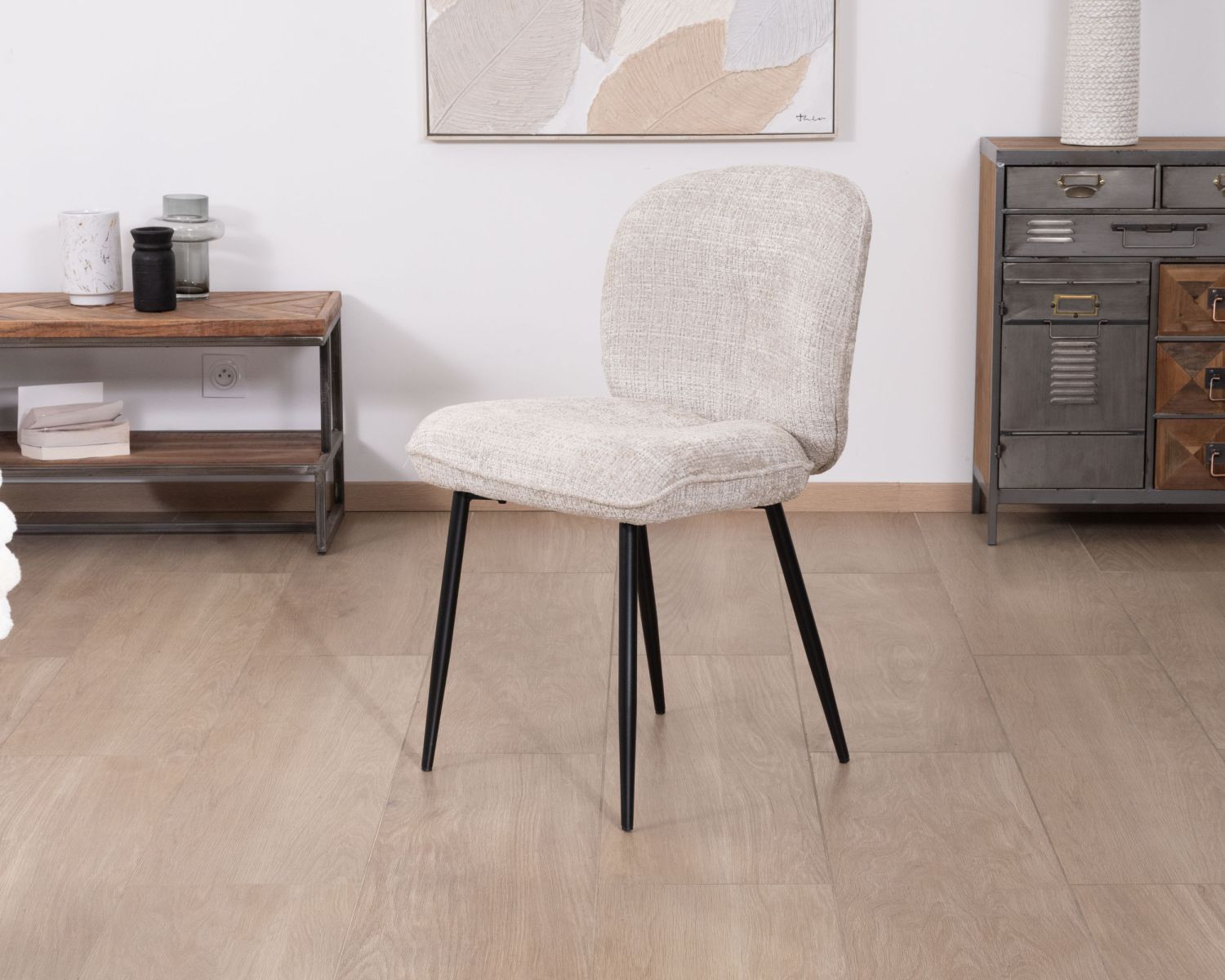 Set di 2 sedie da pranzo bouclette "Kinsac" grigio beige