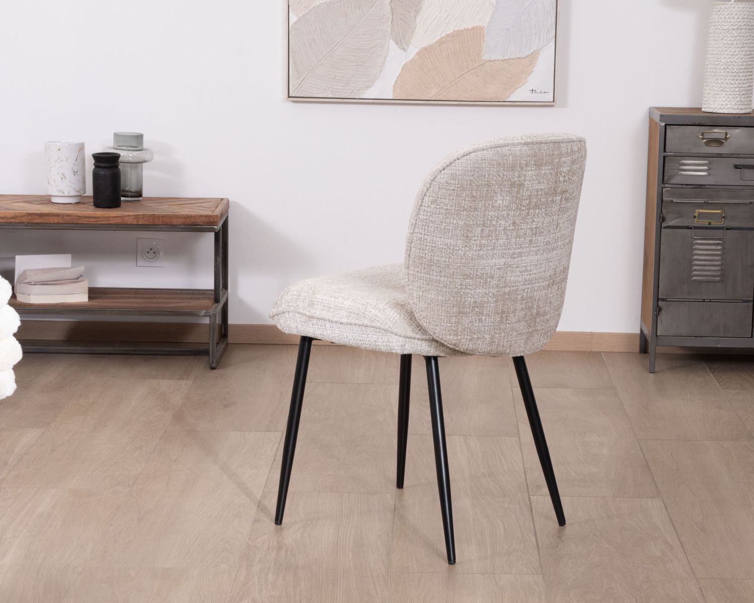 Set di 2 sedie da pranzo bouclette "Kinsac" grigio beige