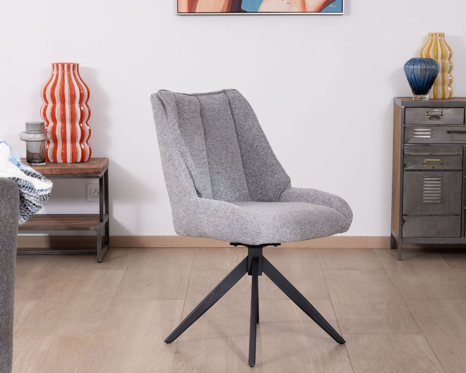 Set di 2 sedie da pranzo girevoli in tessuto grigio "Webber