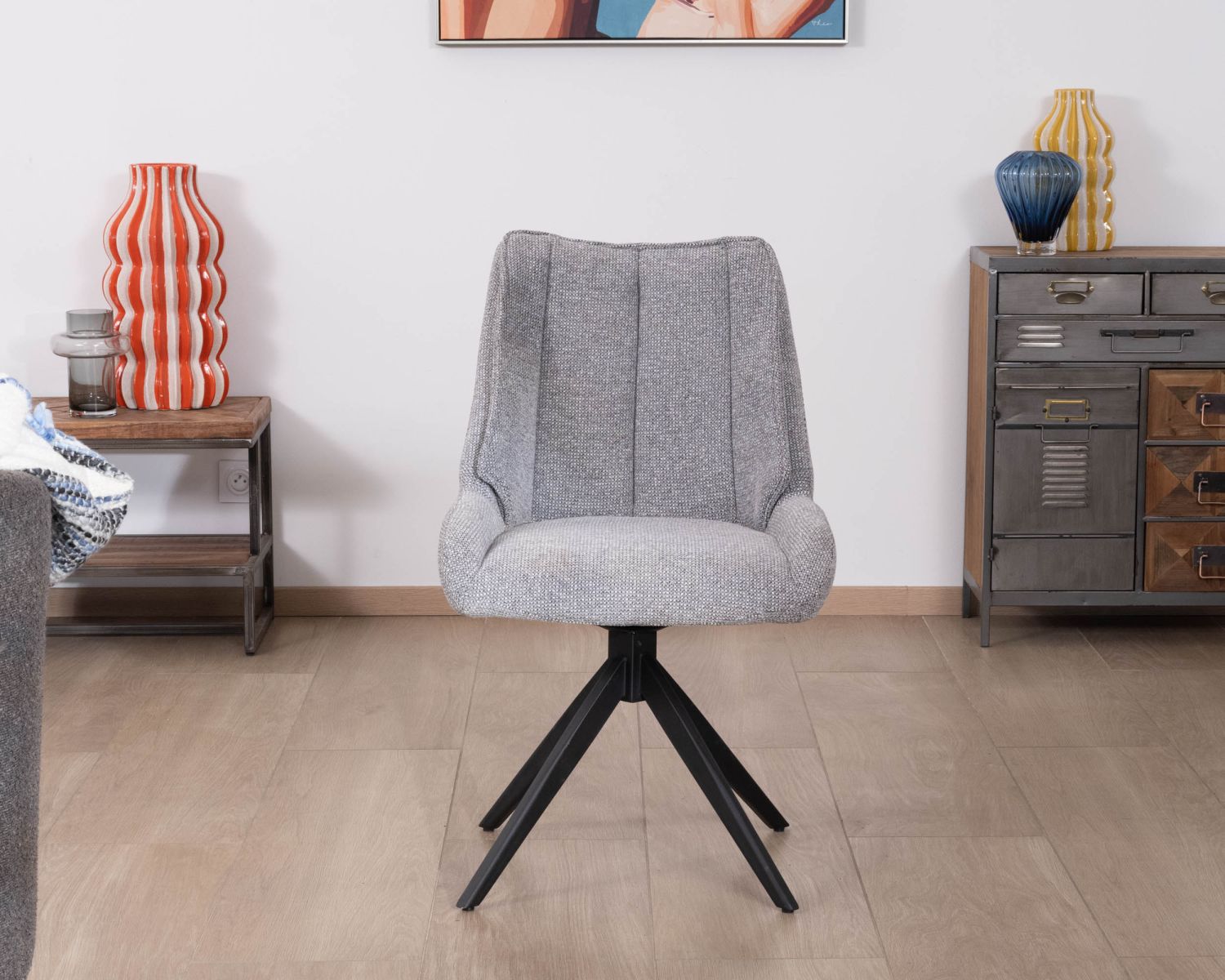 Set di 2 sedie da pranzo girevoli in tessuto grigio "Webber