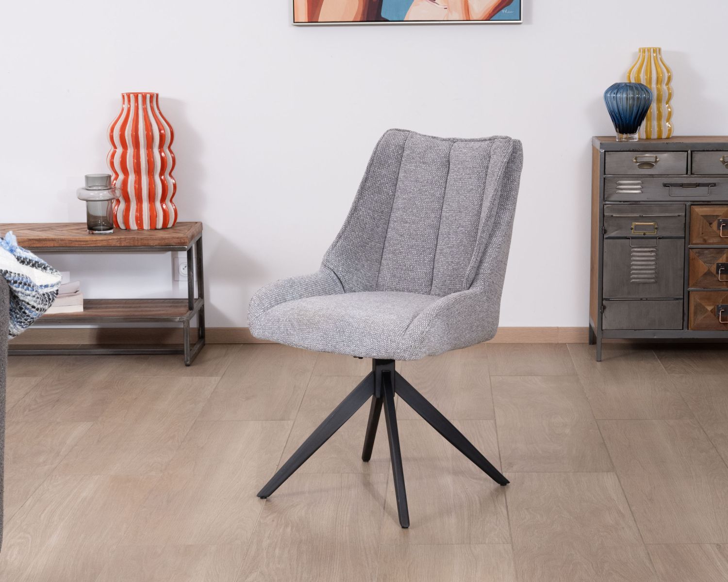 Set di 2 sedie da pranzo girevoli in tessuto grigio "Webber