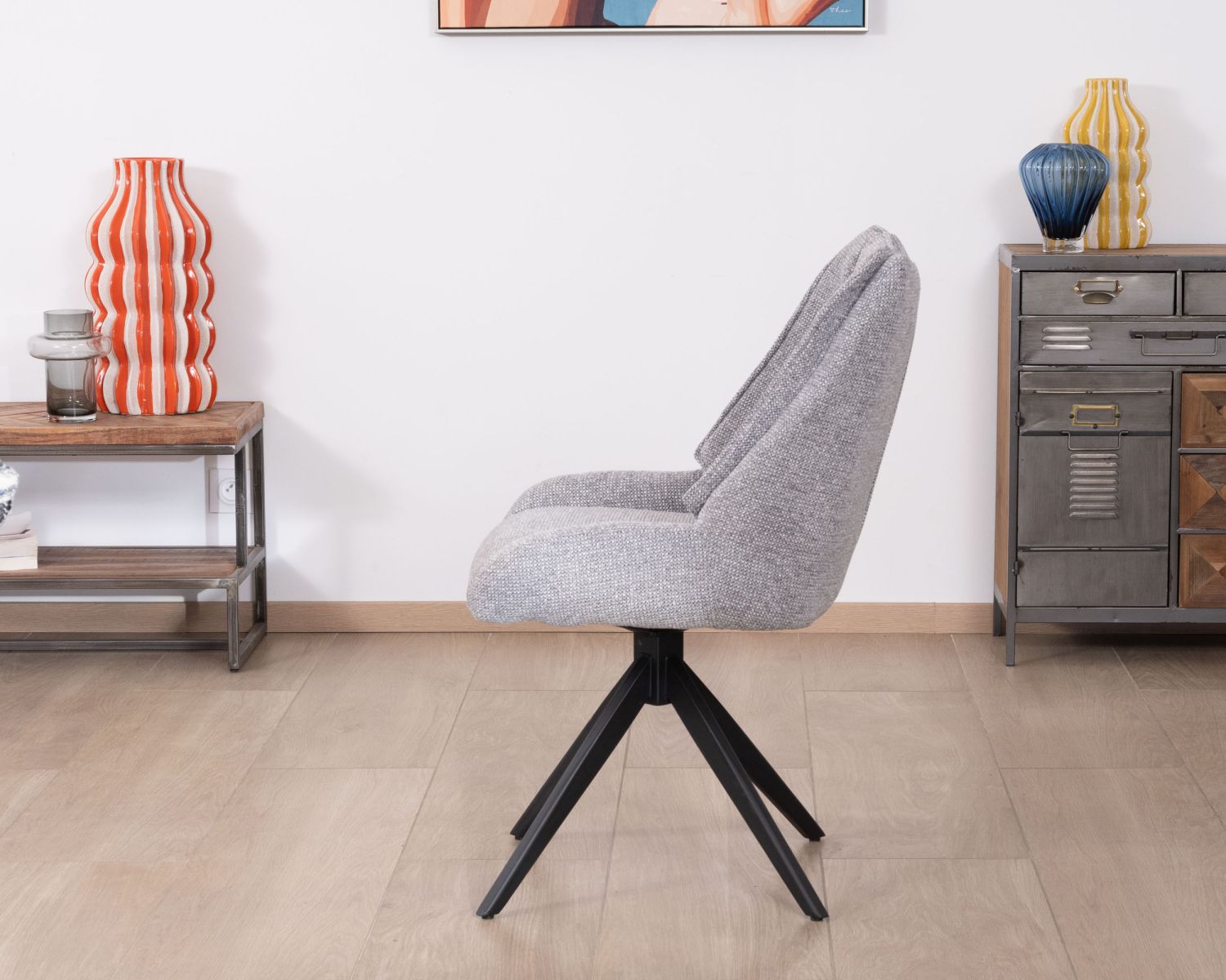 Set di 2 sedie da pranzo girevoli in tessuto grigio "Webber