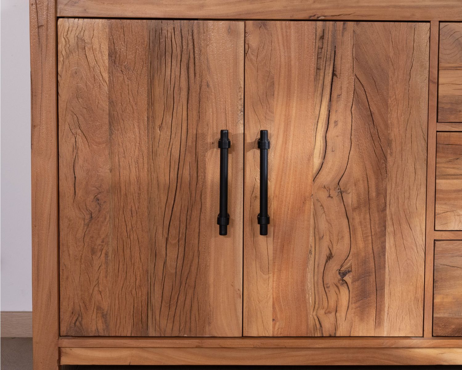 Mobile lavabo da 120 cm in legno riciclato "Mokal", in stile casa di campagna