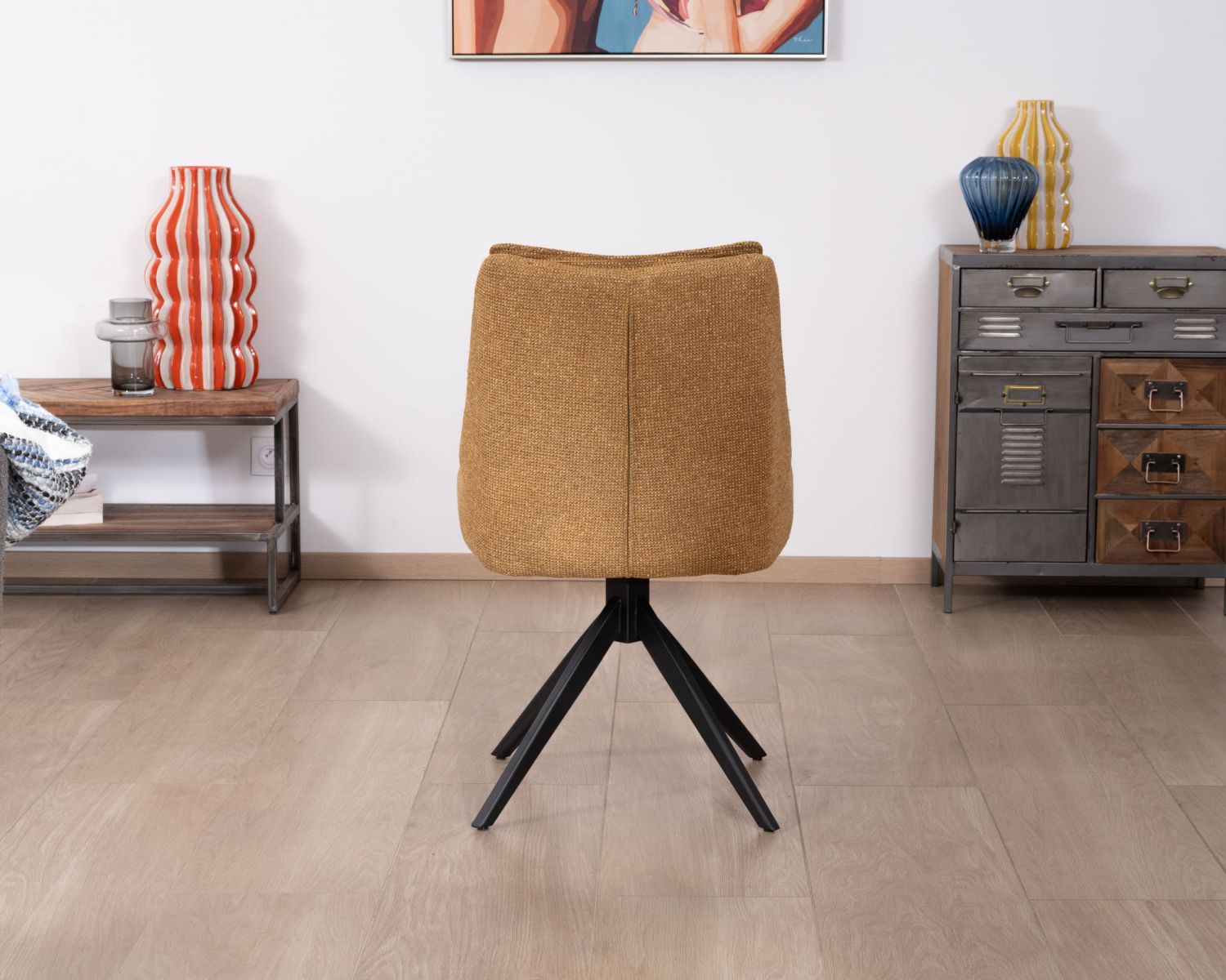 Set di 2 sedie da pranzo girevoli e imbottite in tessuto "Webber" senape