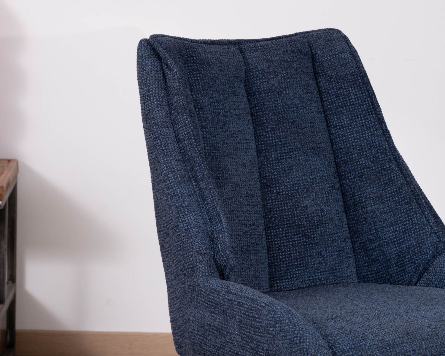 Set di 2 sedie da pranzo "Webber" in tessuto blu notte con seduta di design e base girevole a 4 razze in metallo