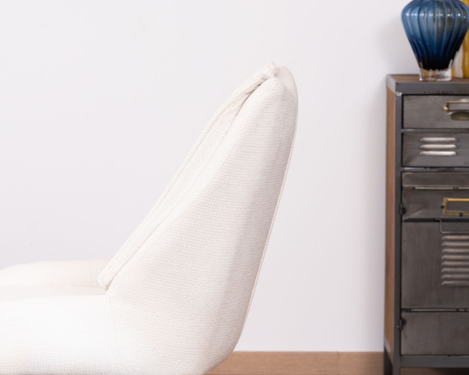 Set di 2 sedie da pranzo "Webber" in tessuto bianco con base girevole in metallo