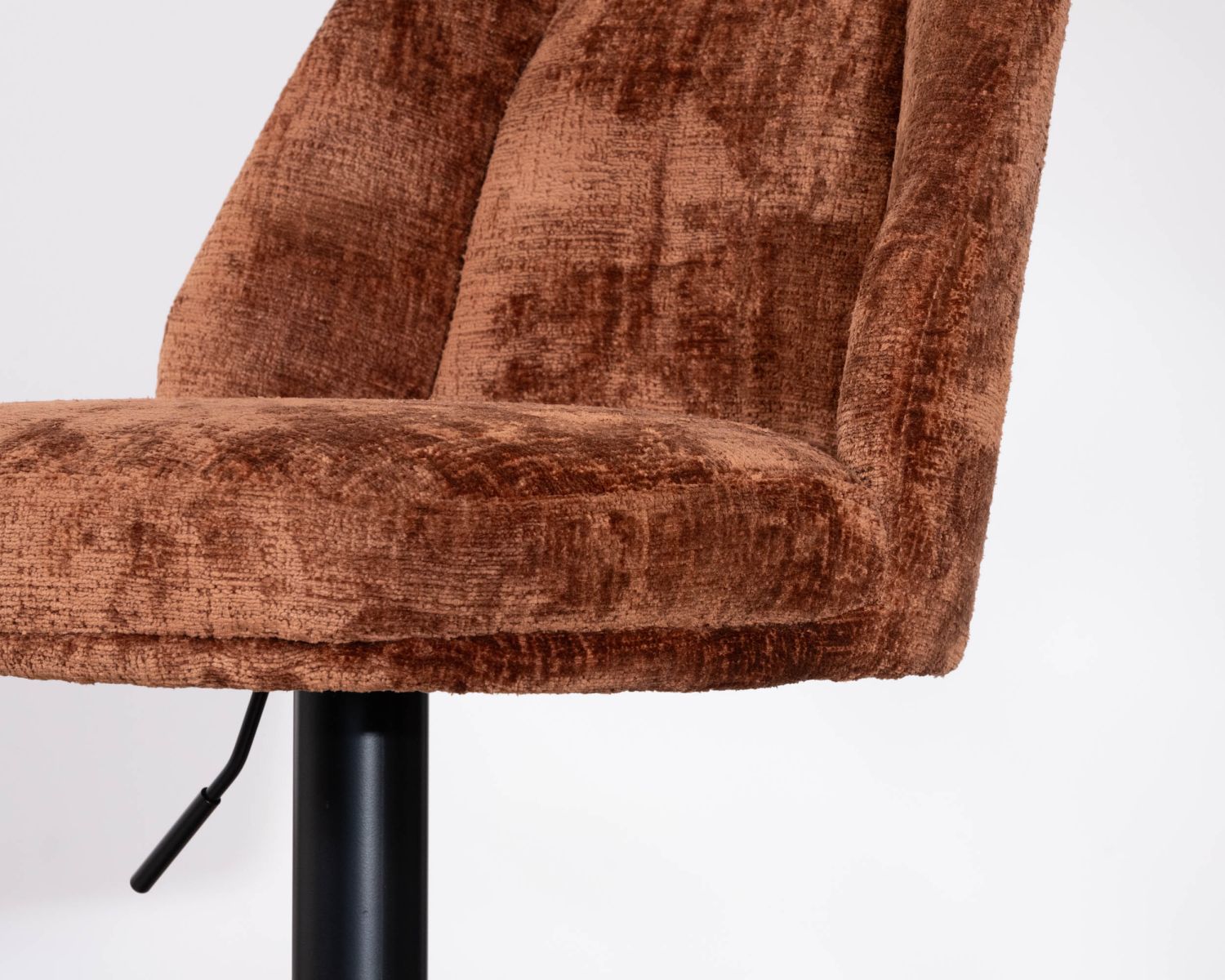 Set di 2 sedie da bar girevoli in velluto terracotta con schienale alto "Zoung", altezza regolabile