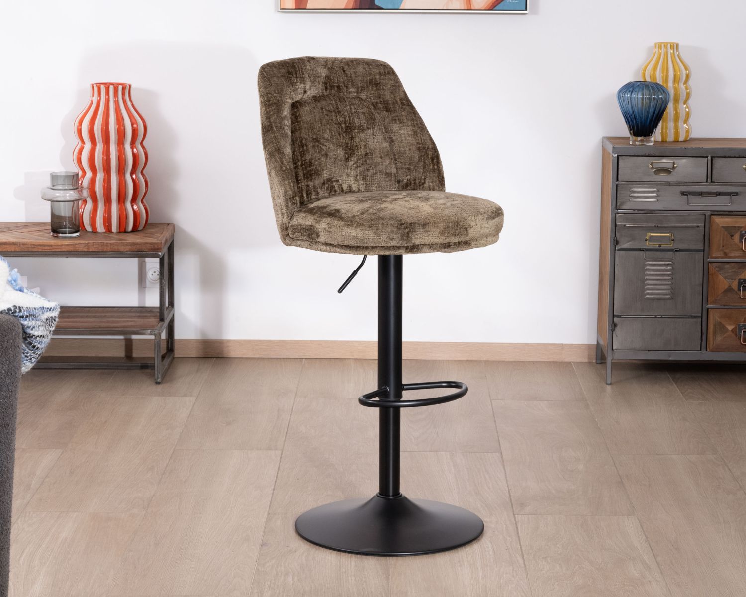 Set di 2 sedie da bar regolabili in altezza "Zoung" in velluto moka