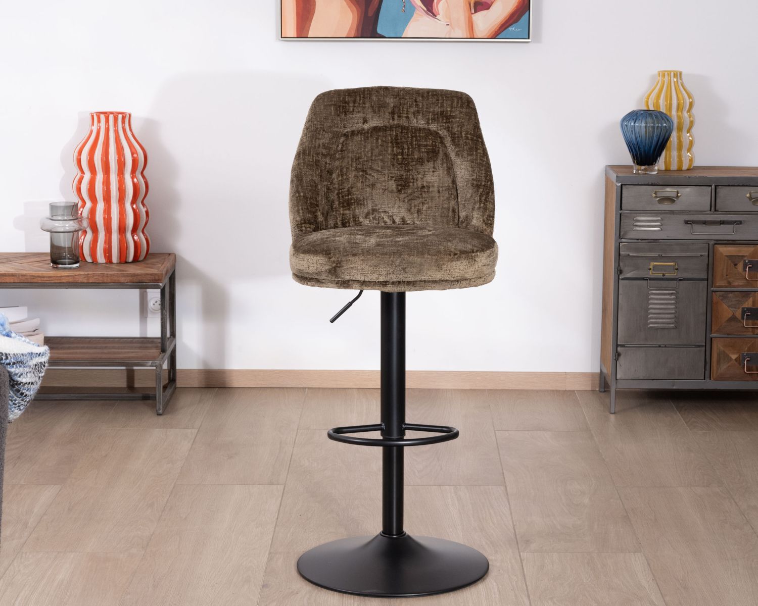 Set di 2 sedie da bar regolabili in altezza "Zoung" in velluto moka