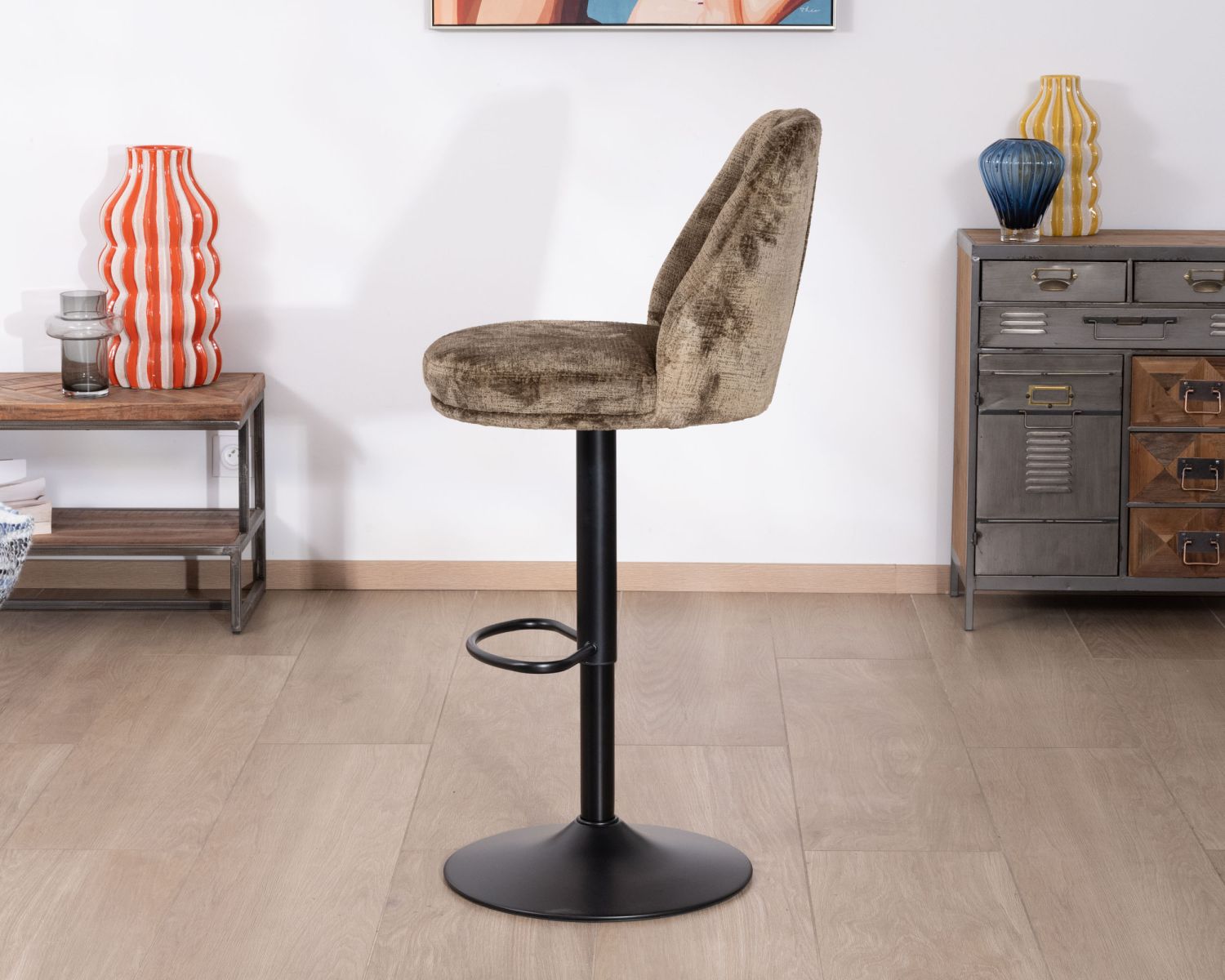 Set di 2 sedie da bar regolabili in altezza "Zoung" in velluto moka