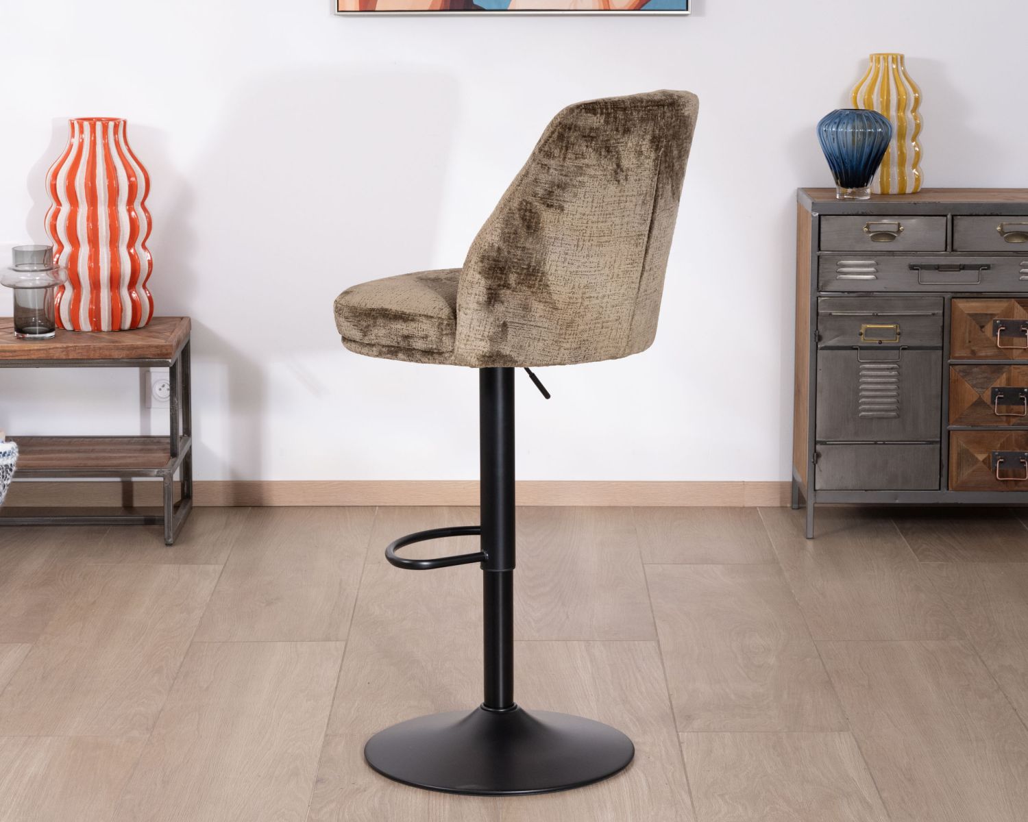 Set di 2 sedie da bar regolabili in altezza "Zoung" in velluto moka