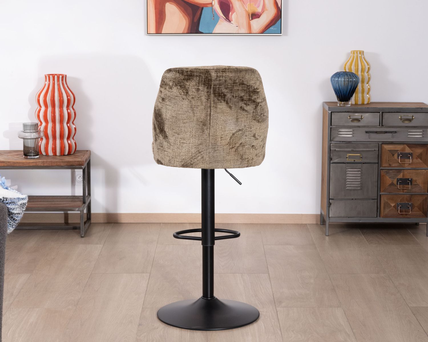 Set di 2 sedie da bar regolabili in altezza "Zoung" in velluto moka