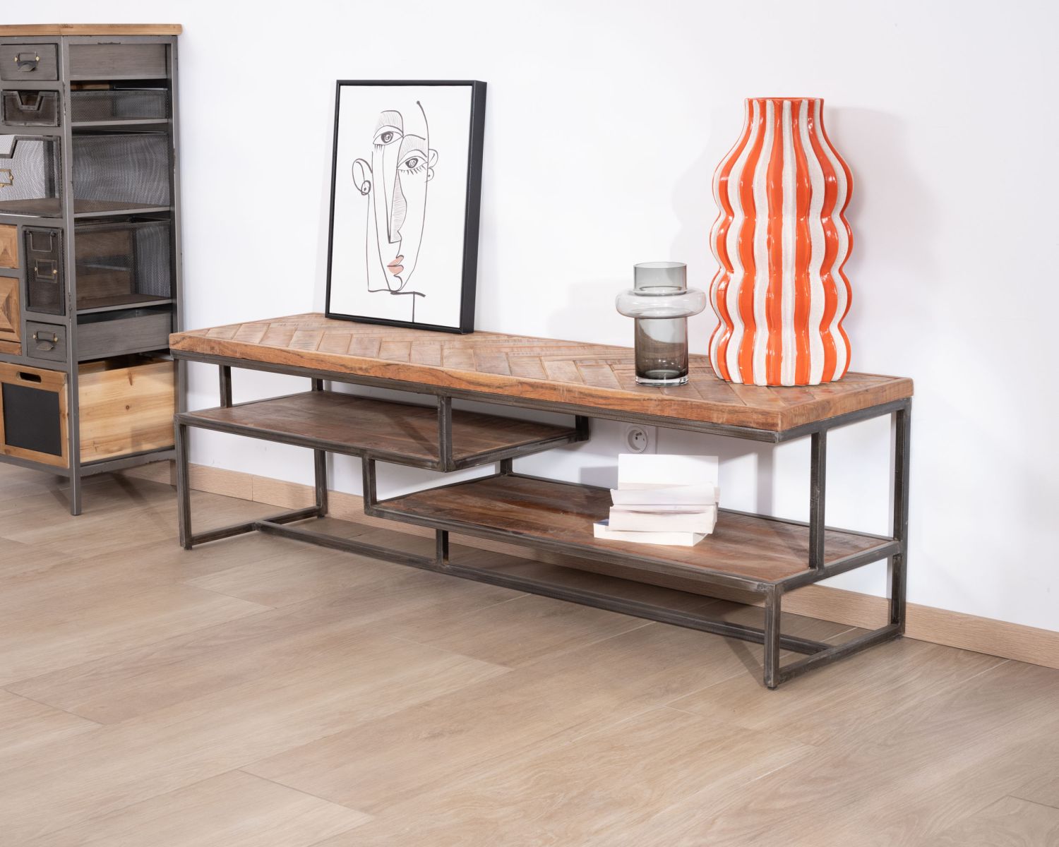 Porta TV in legno e metallo 150 cm "Bronx