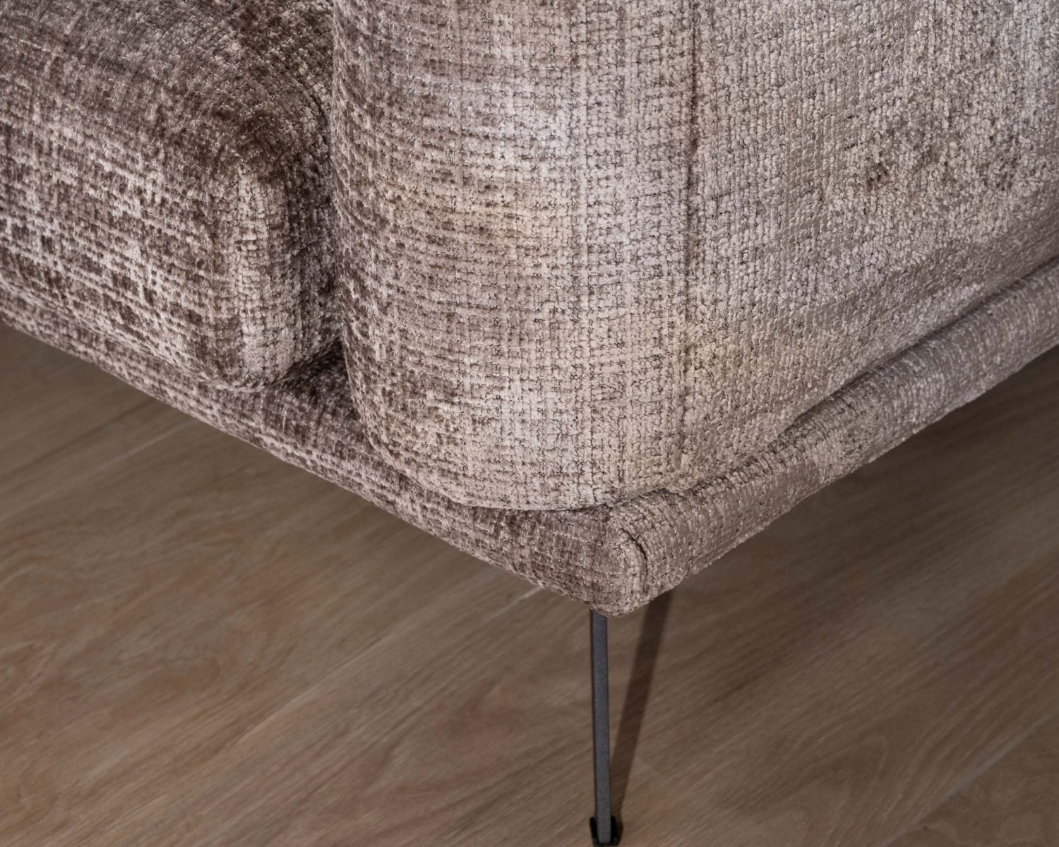 Divano a 3 posti in stile retrò "Paloma" in morbido tessuto di ciniglia grigio cenere