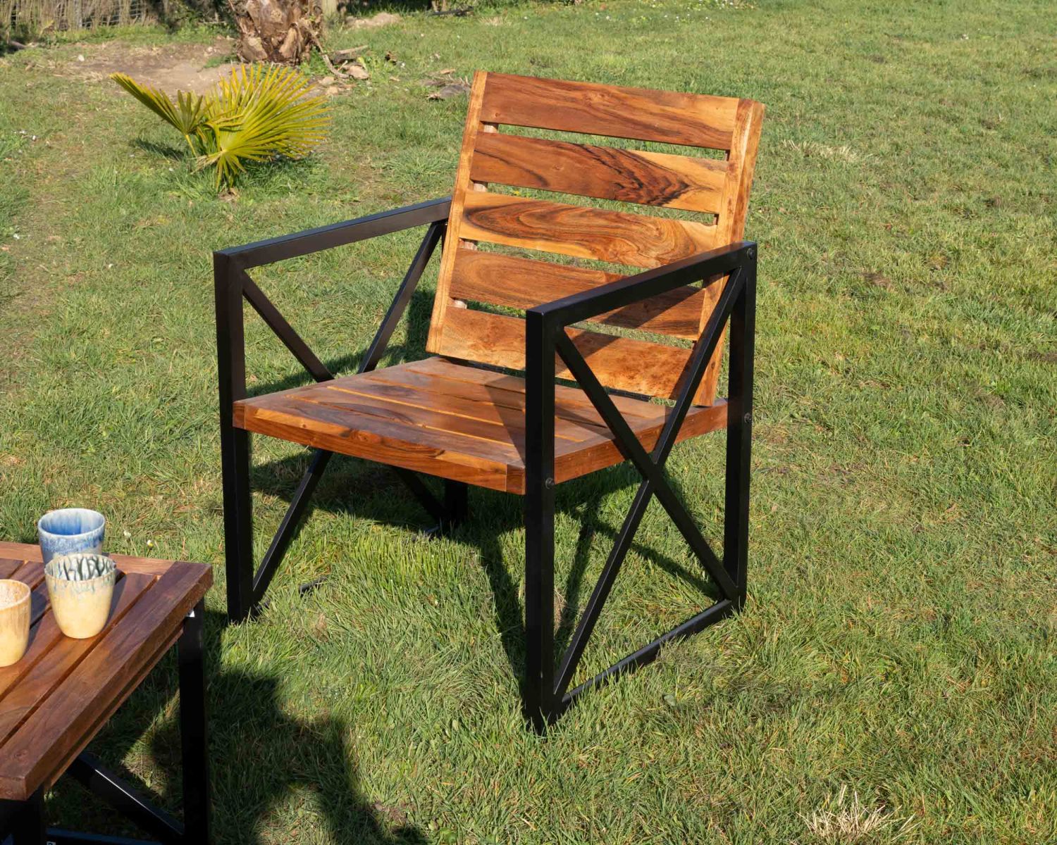 Set di 2 sedie da giardino "Gardénia" in legno e metallo