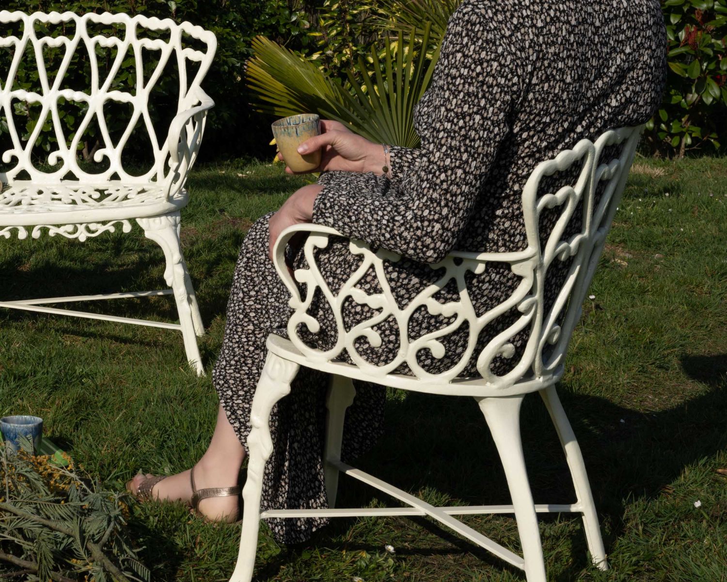 Sedia da giardino "Gardénia" in ferro battuto bianco antico