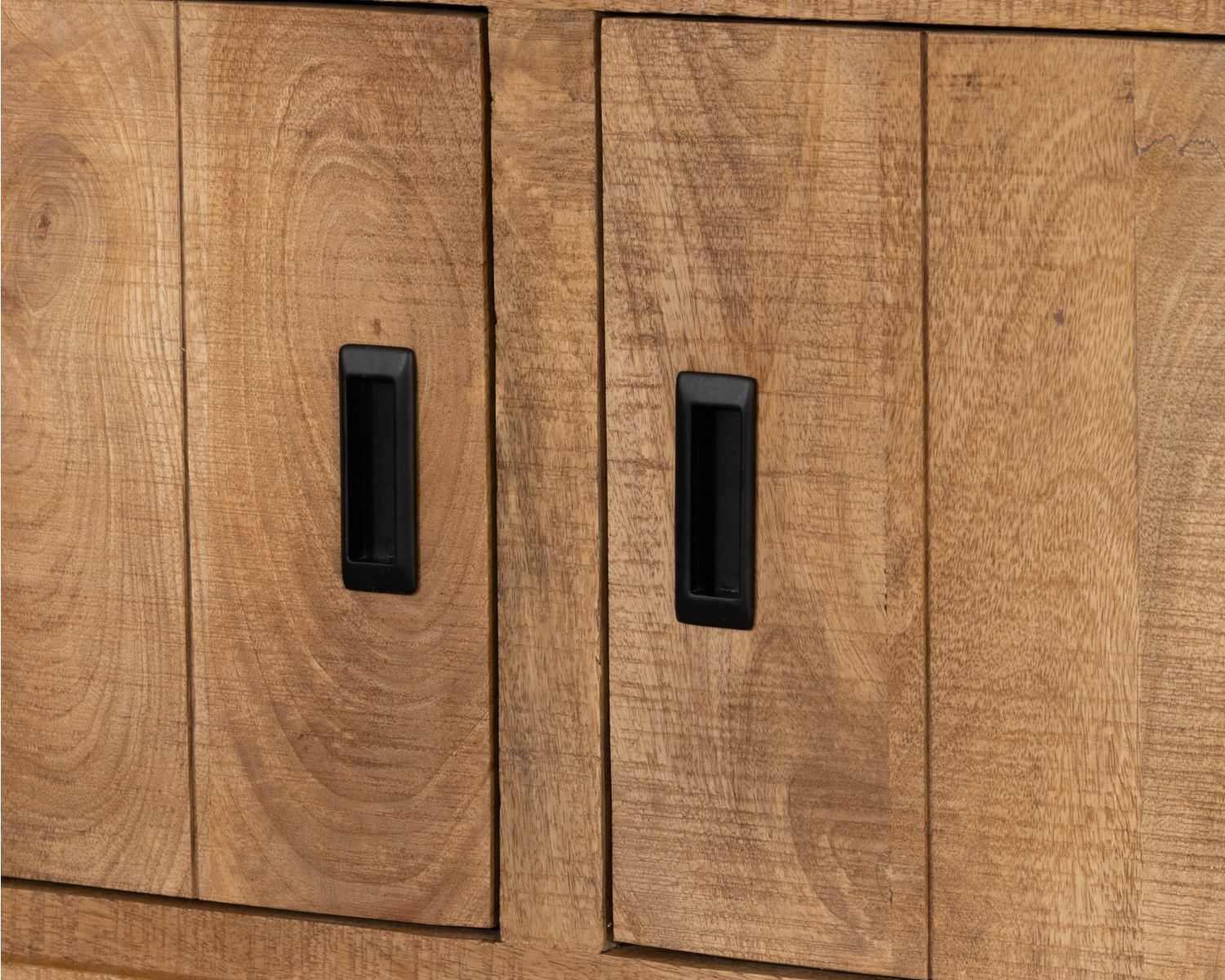 Mobile TV contemporaneo in legno massello di mango con anta a vetri "Manelo" 175 cm