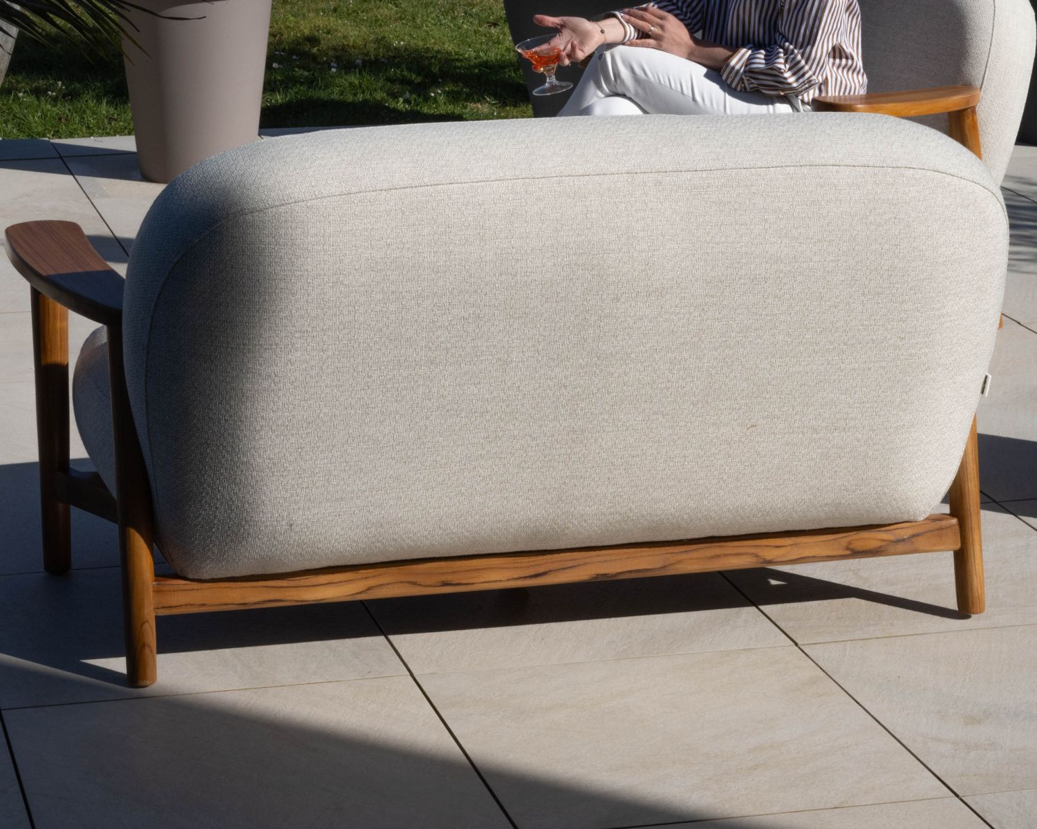 Set di mobili da giardino 3 pezzi "Aristochair" in tessuto teak bianco sporco