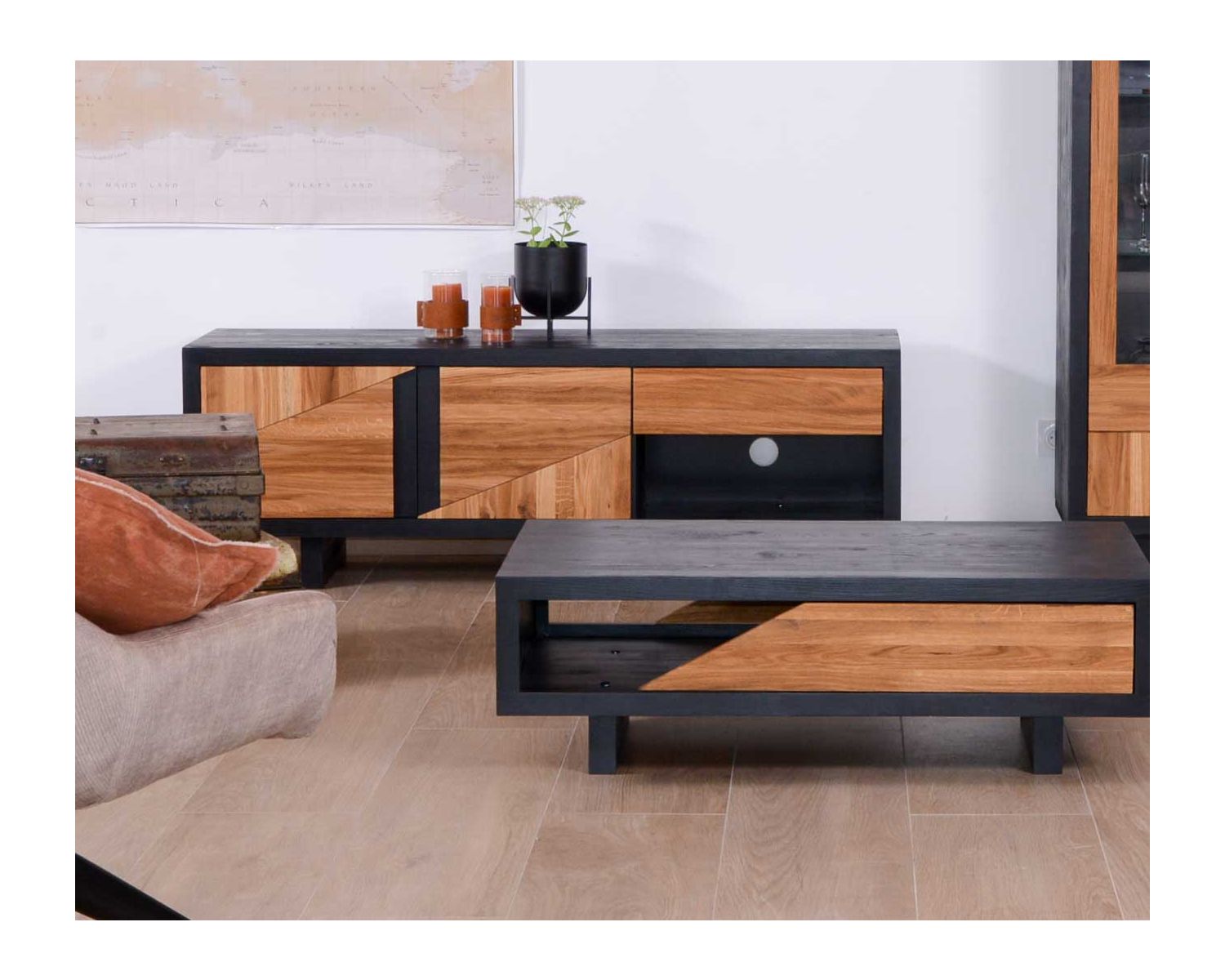 Tavolino rettangolare "Flix", stile contemporaneo, legno massiccio