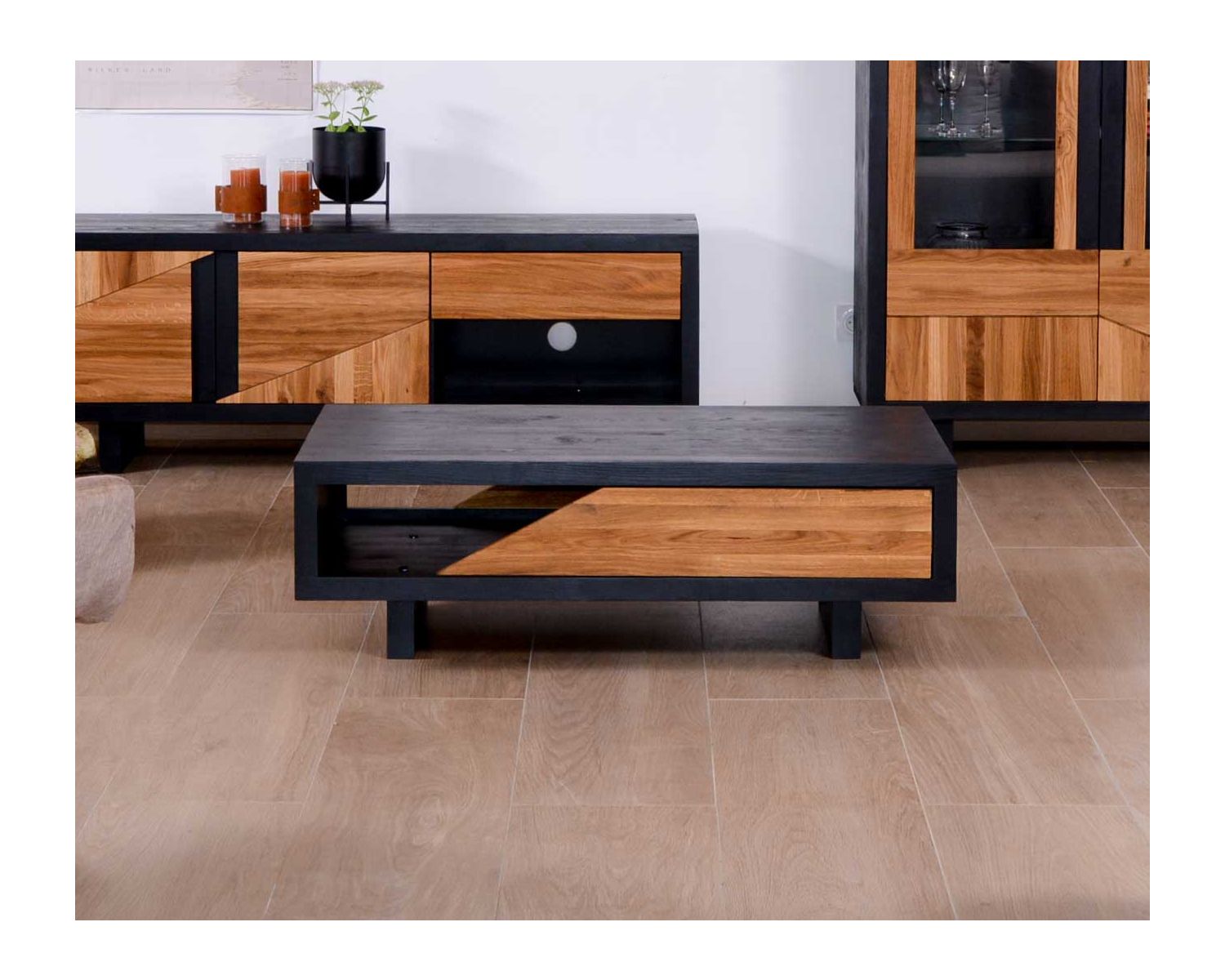 Tavolino rettangolare "Flix", stile contemporaneo, legno massiccio